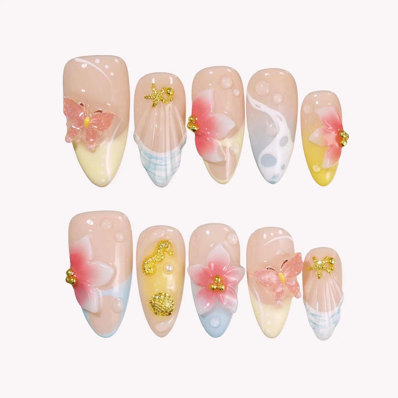 Bloomwave-mediumalmond-ErsaNailsPressOnNails_1 Bloomwave - medium almond - Image 1