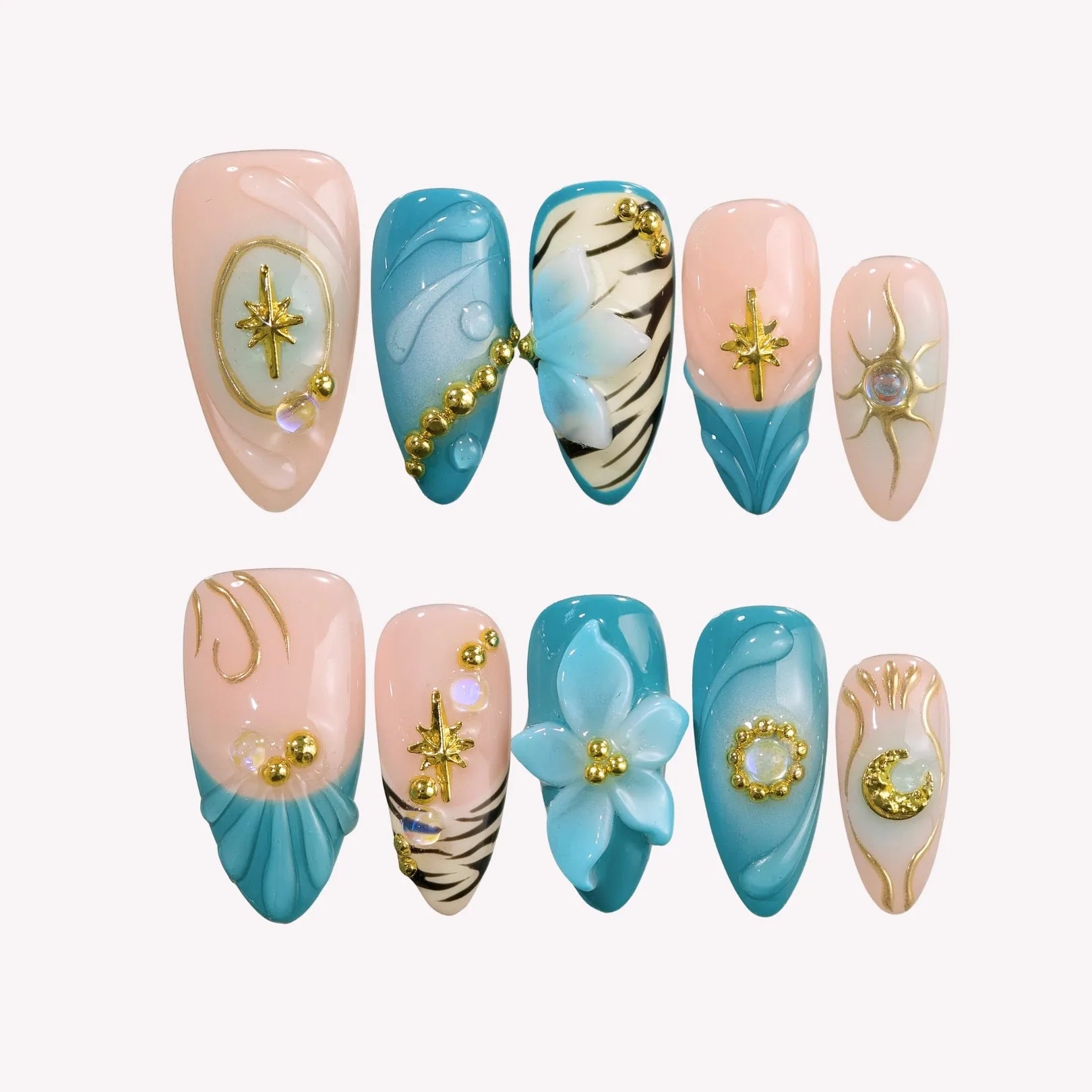 Seaspray-mediumalmond-ErsaNailsPressOnNails_1 Seaspray - medium almond - Image 1